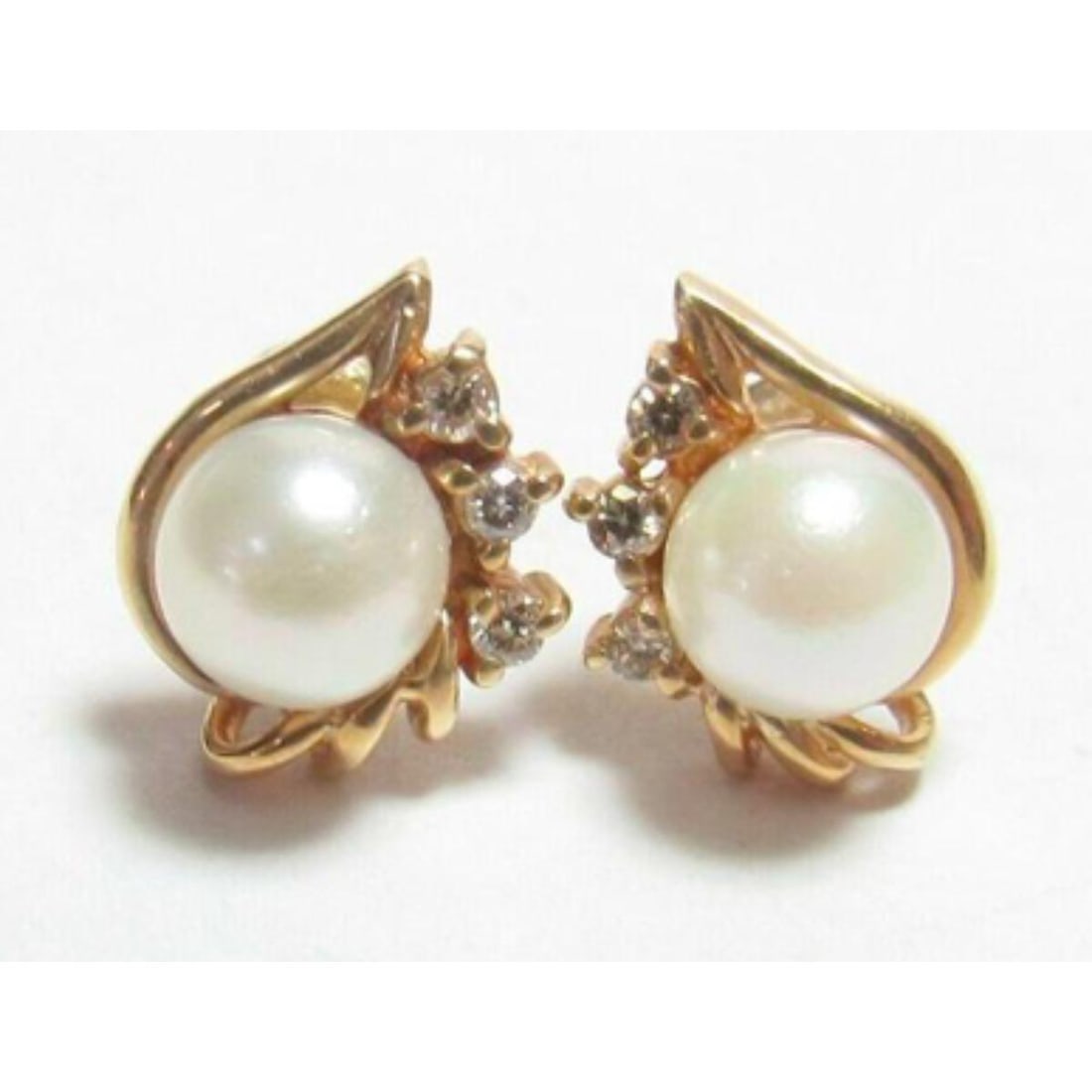 Akoya Pearl Diamond 14kt Gold Earrings (1 of 4)