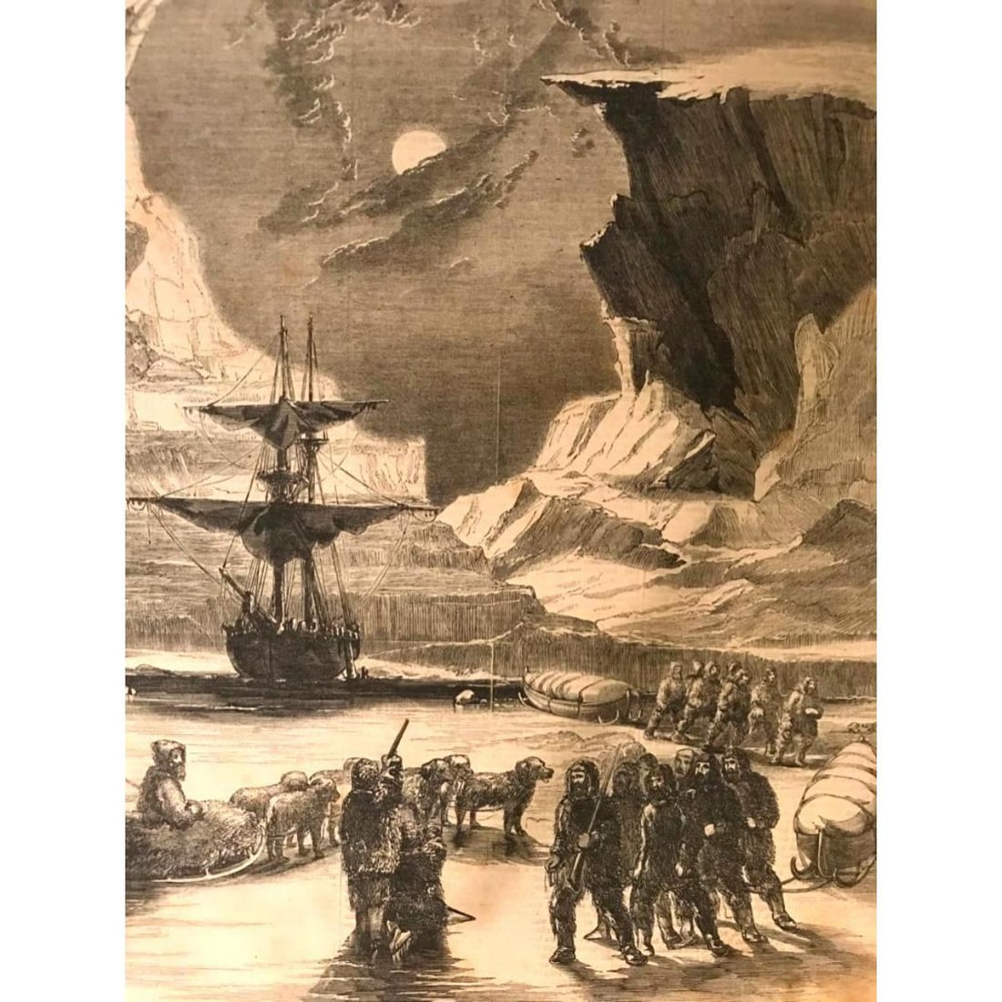 19thc Engraving, Arctic Expedition (1 of 2)
