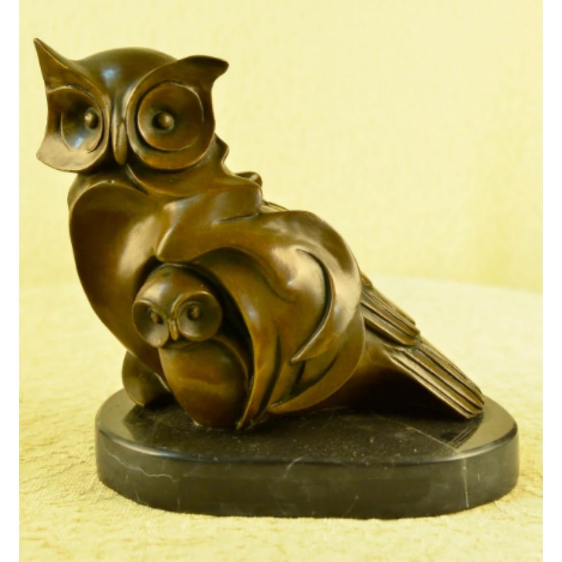Modern Owls Signed Bronze Sculpture (1 of 6)