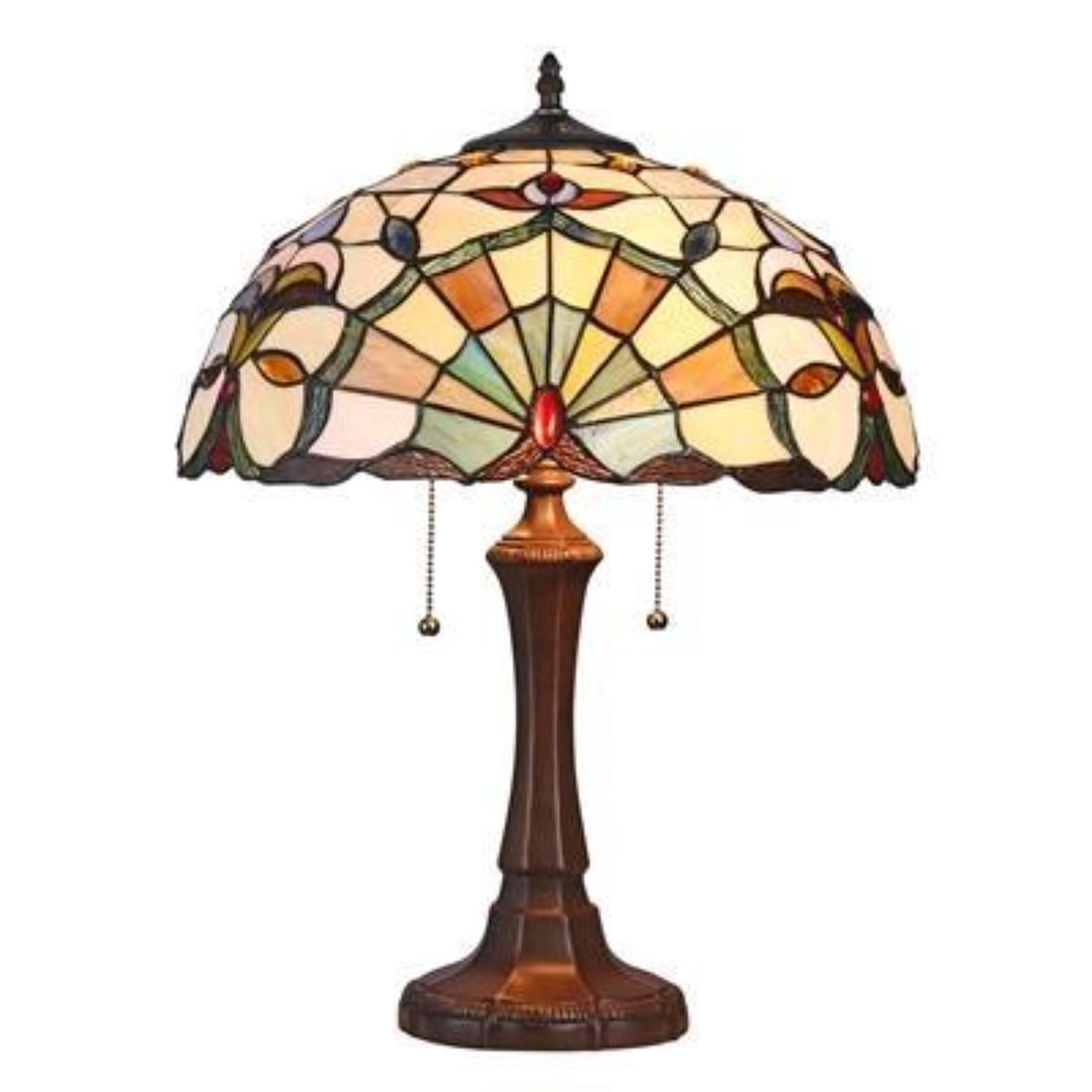 Tiffany Style Stained Glass Table Lamp (1 of 3)