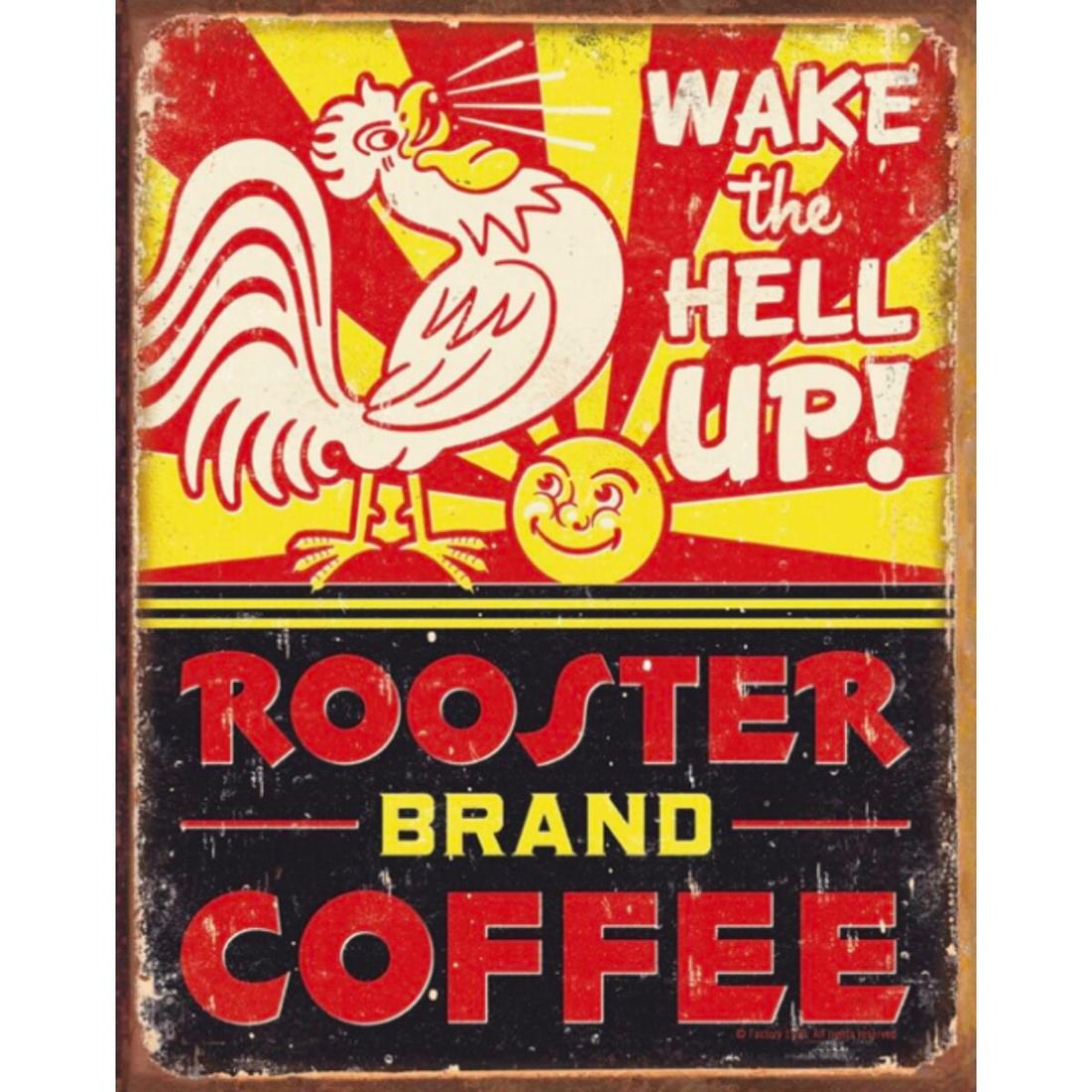 Wake Up Coffee Rooster Metal Kitchen Sign (1 of 1)