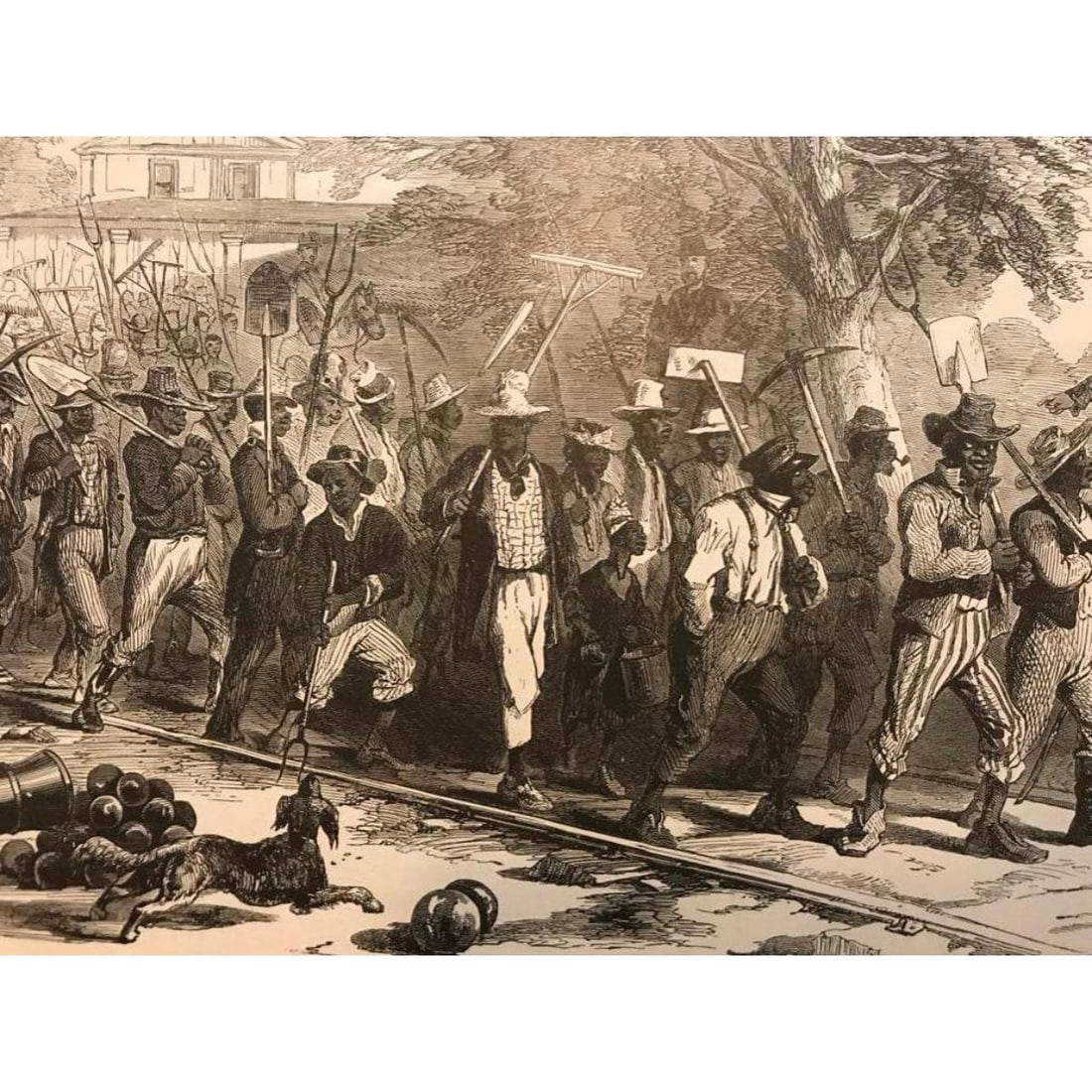 19thc Civil War Engraving, African American Contrabands Auction