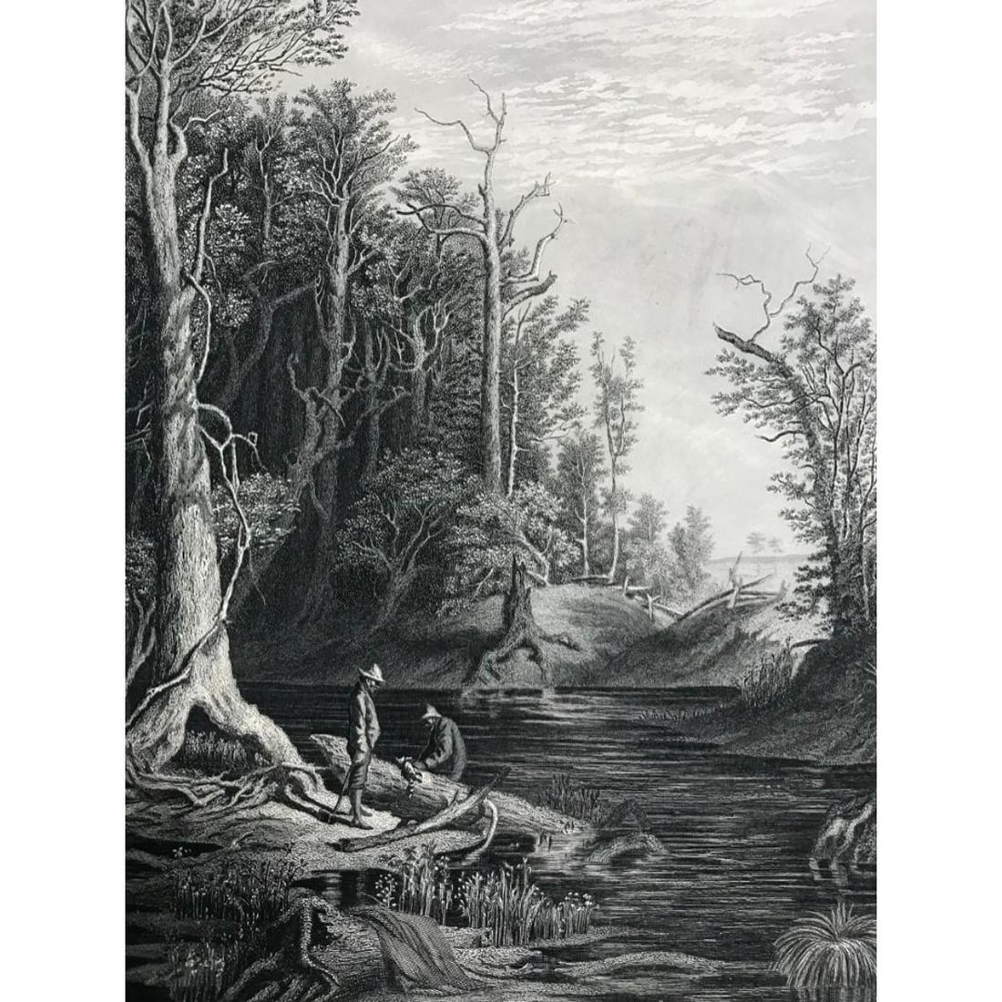 19thc Steel Engraving, The Chickahominy River, Virginia (1 of 2)