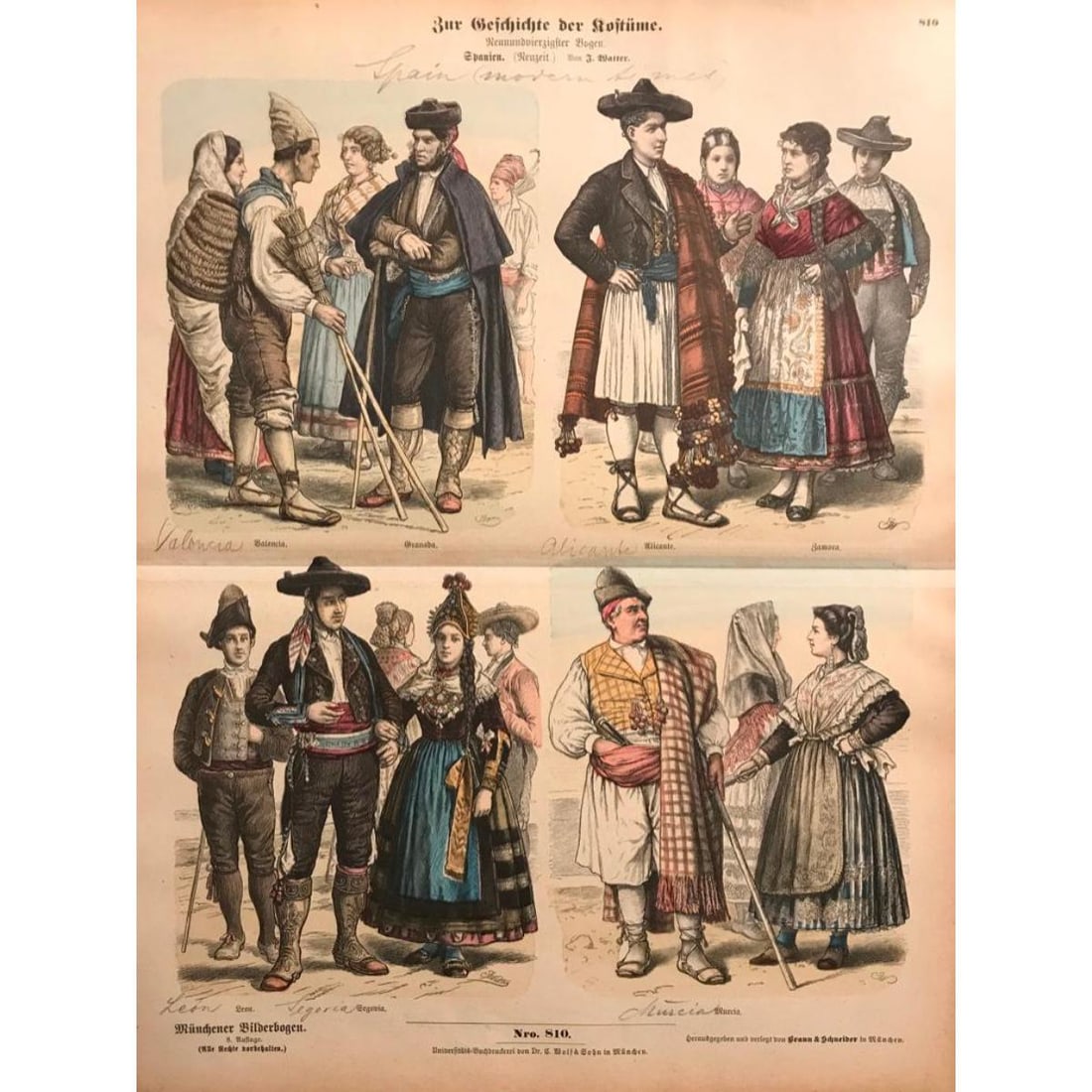 Rare 19thc Costume Plates of Spain (1 of 2)