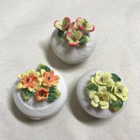 Group of Bisque Porcelain Flowers Trinket Boxes (1 of 2)
