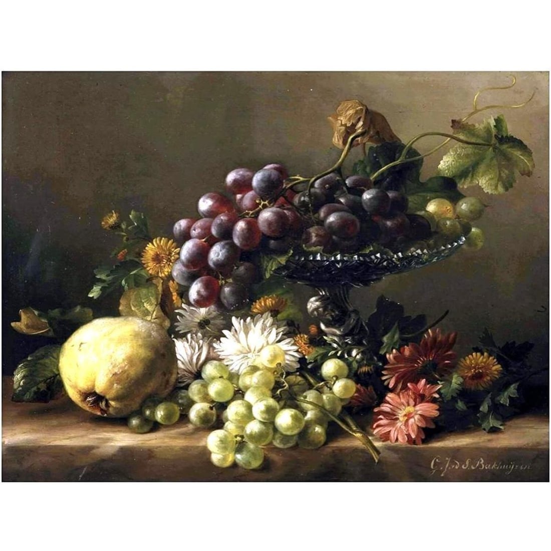 Still Life, Fruit, Grapes Ceramic Art Tile (1 of 1)
