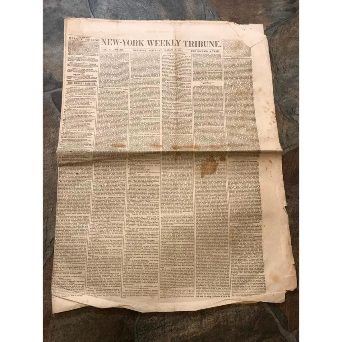 19th Century New York Tribune Newspaper (1 of 2)