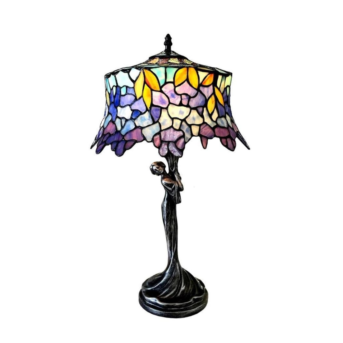 Art Nouveau Style Stained Art Glass Table Lamp (1 of 3)