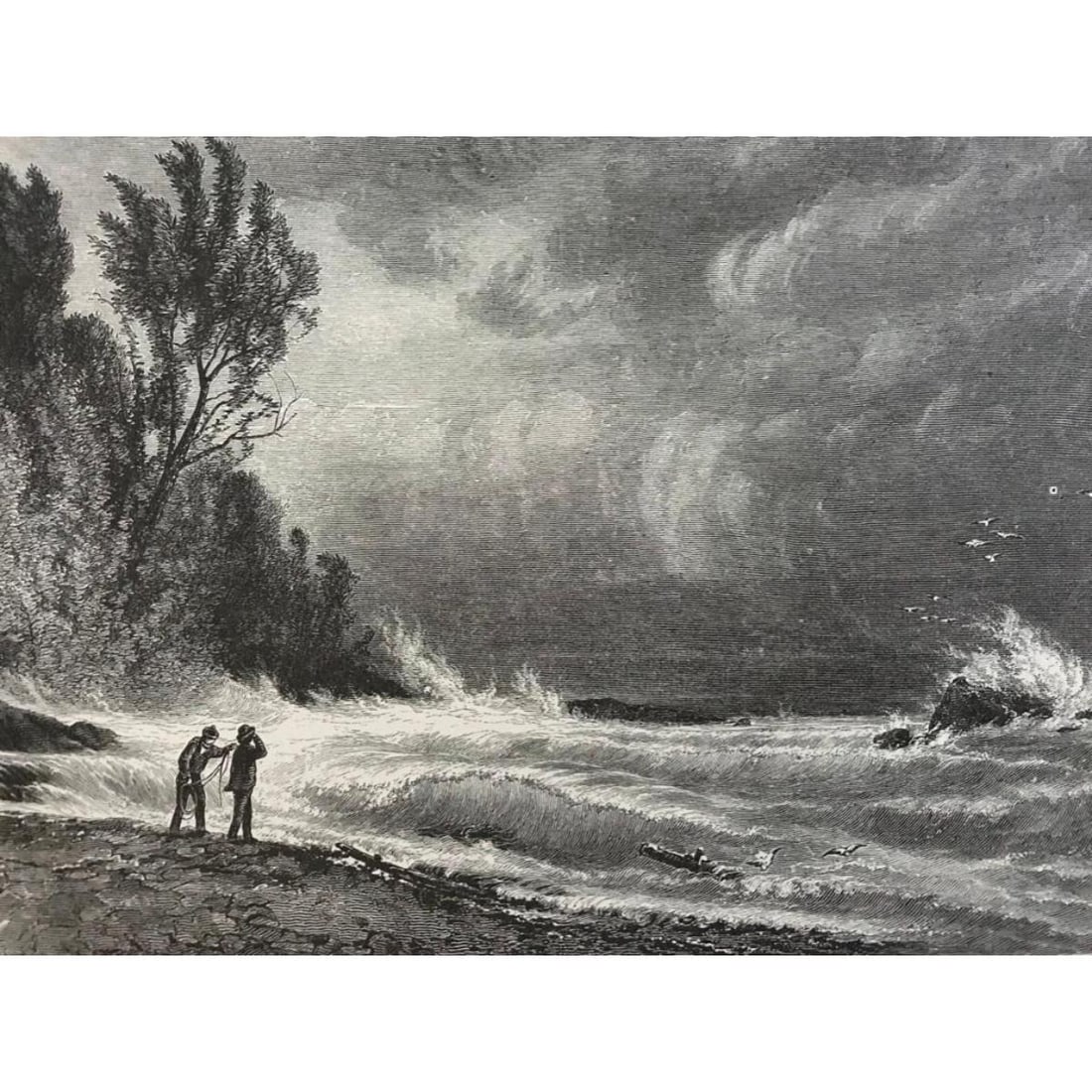 19thc Wood Engraving, Lake Superior, La Crosse Harbor, Wisconsin (1 of 1)