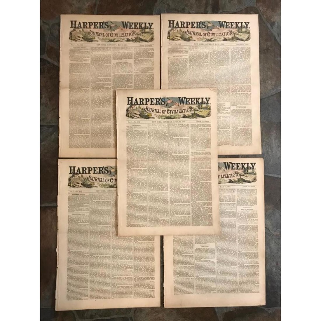 Group of 1857 Harper's Weekly Newspapers (1 of 3)