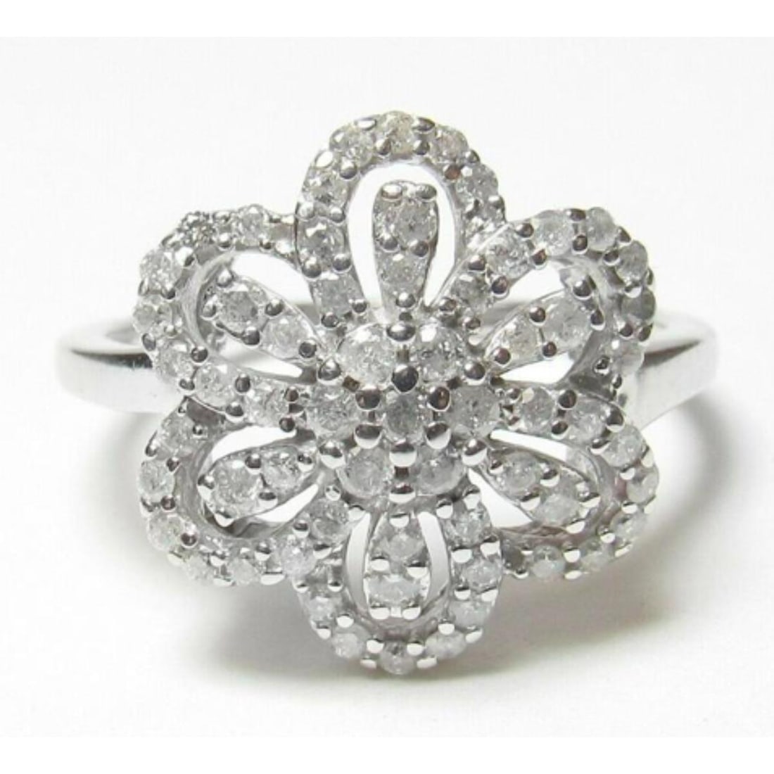 Diamond White Gold Flower Cocktail Ring (1 of 7)