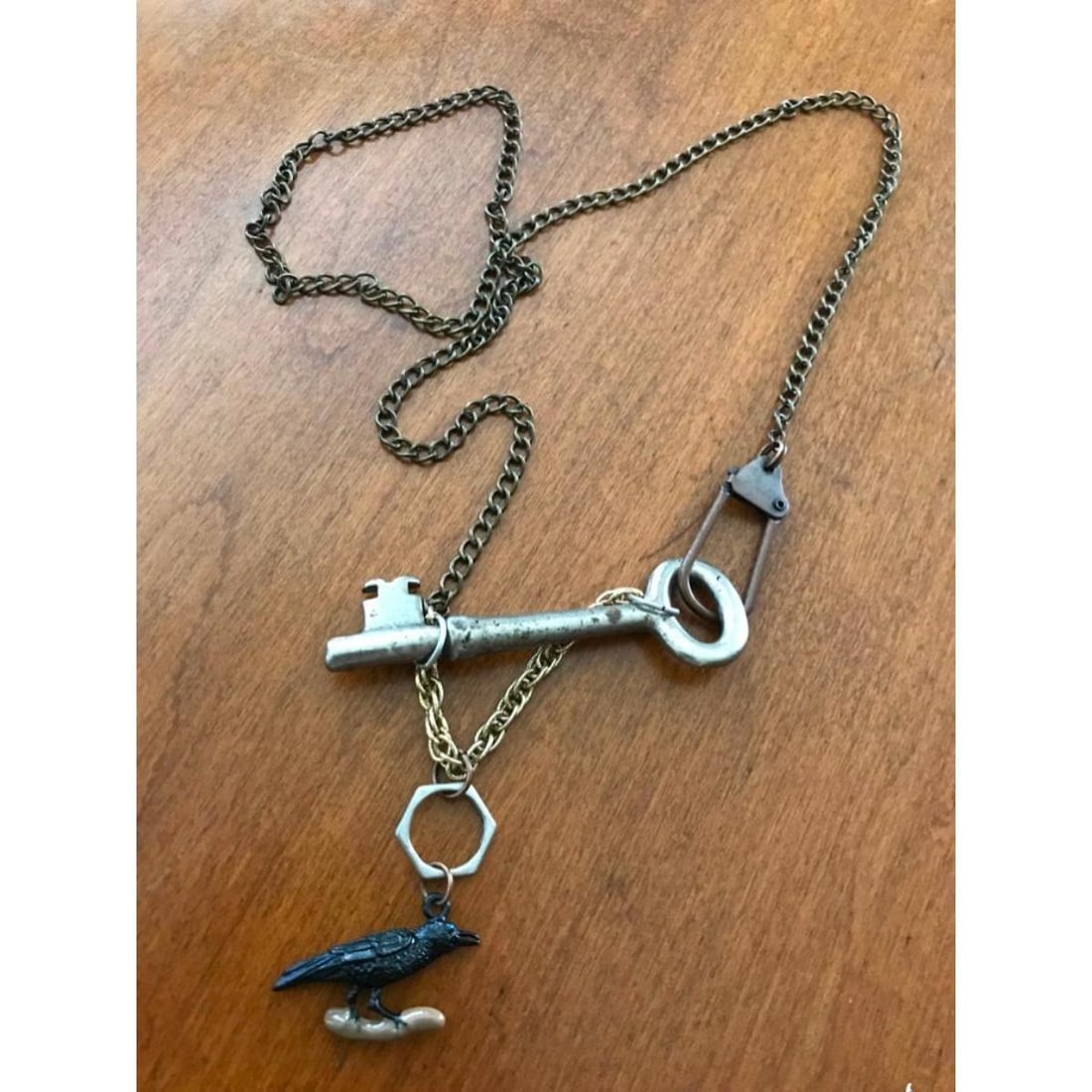 Artisan Skeleton Key Crow Necklace (1 of 2)