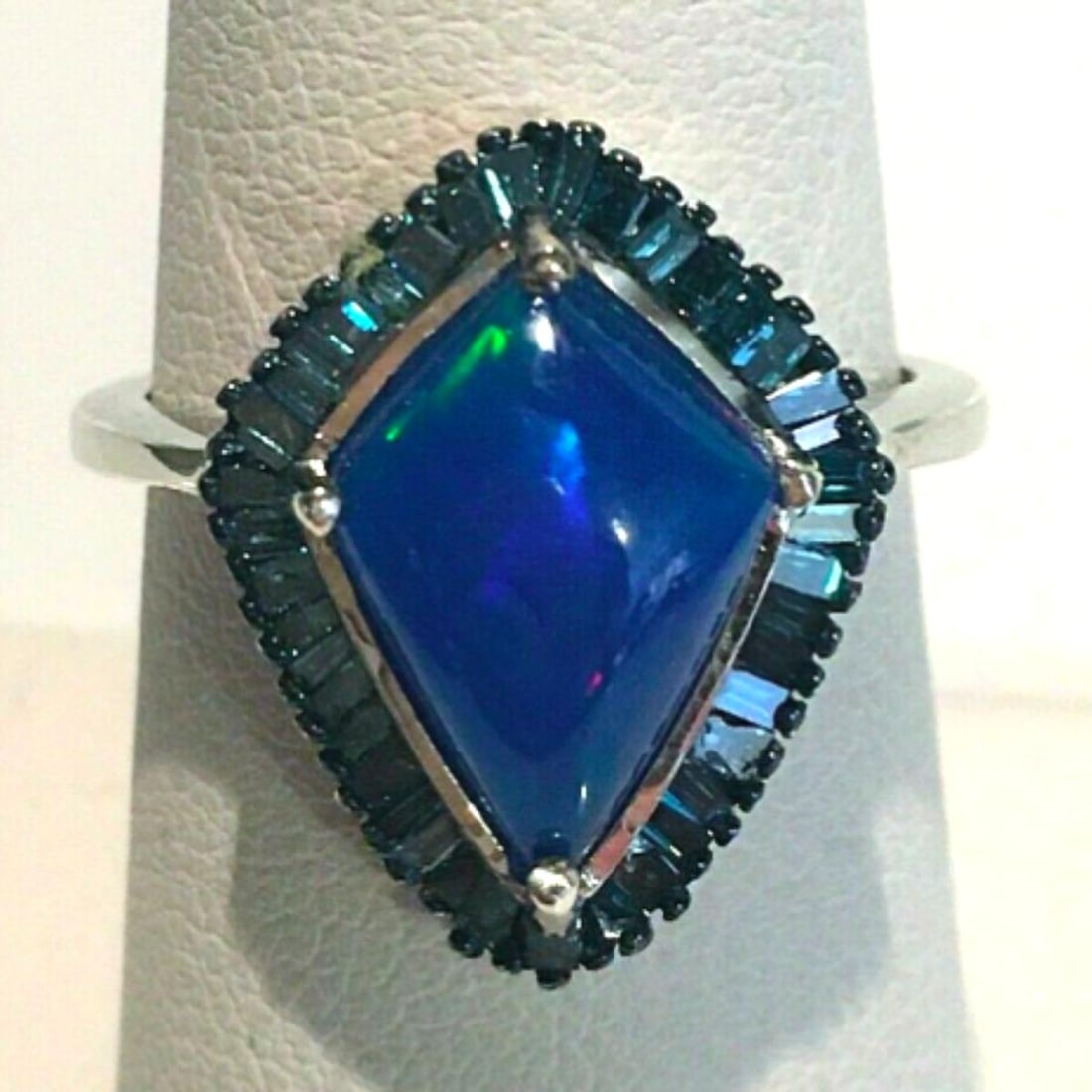 2.20ctw Welo Opal Blue Diamond Cocktail Ring (1 of 3)