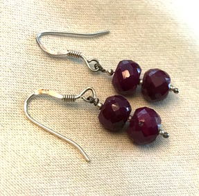 Faceted Ruby Sterling Earrings