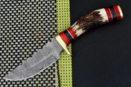 Custom Damascus Steel Bowie Hunting Knife
