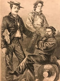 19thc Wood Engraving, Civil War Sailors