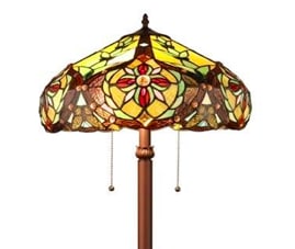 Victorian Style Stained Art Glass Floor Lamp