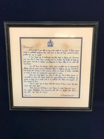 Vintage King's Farewall Speech Framed Hankerchief