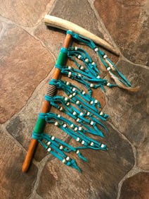 Native American Indian Antler Peace Pipe, Manny Silvas
