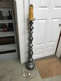 Early 20thc Pewter Candlestick Floor Lamp