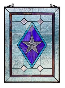 Stained Art Glass Lone Star Hanging Window Panel