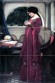 After Waterhouse, The Crystal Ball Ceramic Art Tile