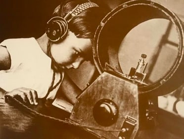 1929 Radio Listener Sepia Photo Print