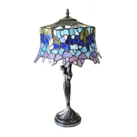 Stained Art Glass Wisteria Lady Table Lamp