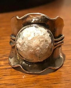 Ancient Roman Glass Modernist Sterling Silver Ring