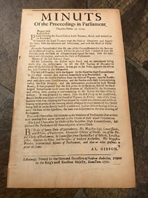 Rare 324 Yr old Scottish Newspaper, Parliament Minutes