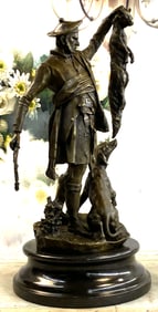 Signed Scottish Fox Hunter Bronze Sculpture
