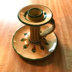 Vintage Italian Ceramic Sunflower Candlestick