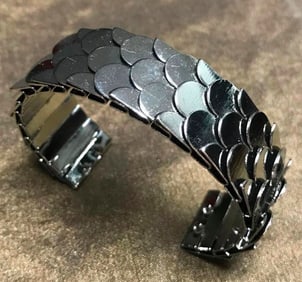 Gunmetal Fish Scale Cuff Bracelet