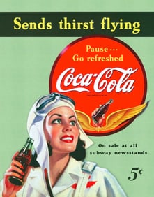 Coca Cola Flying Metal Sign