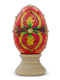 Handpainted Jewel Embossed Wooden Egg