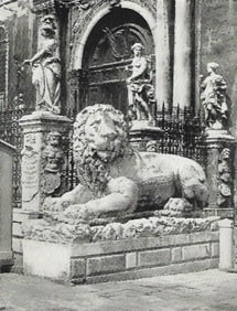 Early 1900s Print, Arsenal Lion, Venice Italy