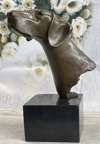 Weimaraner Hunting Dog Bronze Sculpture