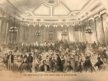Rare 19thc Engraving, Fifth Ave Hotel, New York