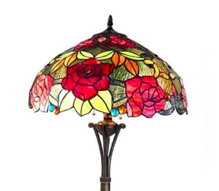 Stained Art Glass Roses Floor Lamp