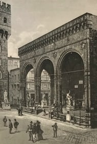 19thc Engraving, Florence Italy, Piazza Dela Signoria