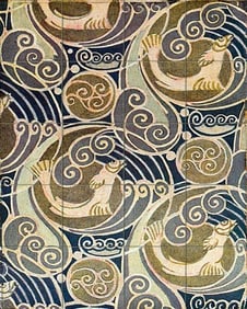Art Nouveau Style Ocean Waves Ceramic Art Tile Mural