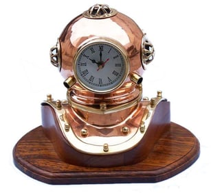 Nautical Copper Diver's Helmet Clock