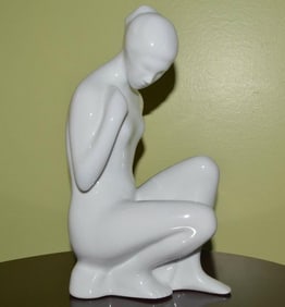 Modernist Royal Dux Bohemia Porcelain Nude Sculpture