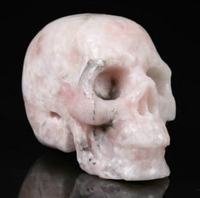 Pink Opal Gemstone Carved Skull