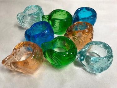 Handmade Recycled Glass Fish Napkin Ring Holders