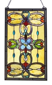 Art Nouveau Style Waterlilies Stained Art Glass Panel