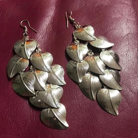 Silver Leaves Chandelier Earrings