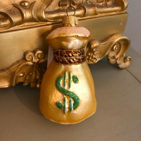 Money Bag Blown Glass Ornament