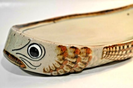Signed Studio Art Pottery Fish Platter