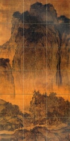 Chinese Art Mountains Streams Tumbled Marble Tile Mural